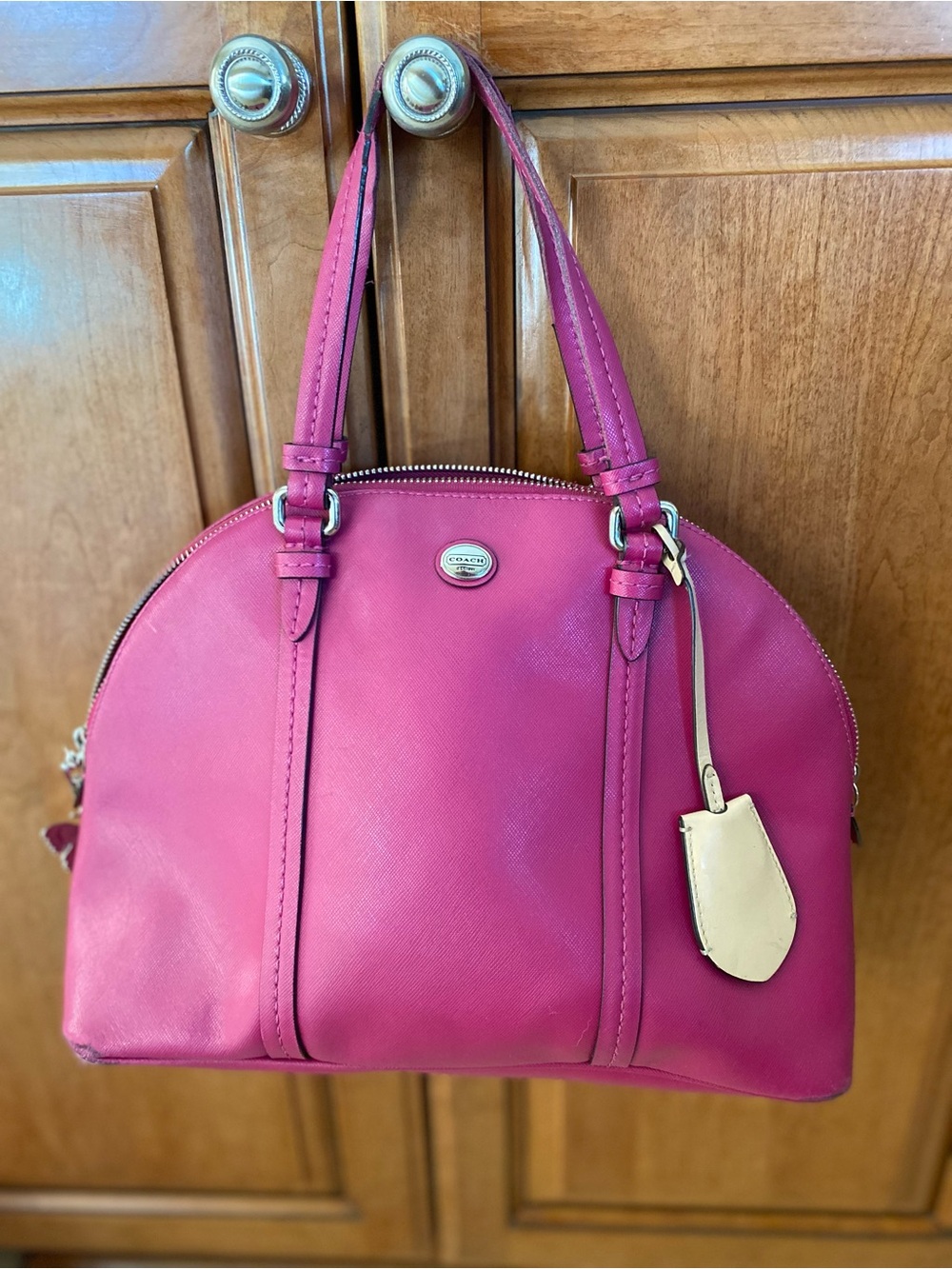 Coach Pink Dome Satchel with Silver Accent